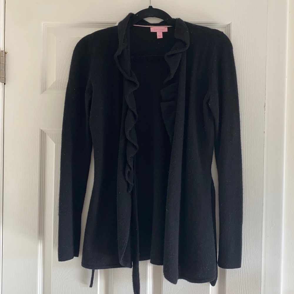 Lilly Pulitzer Black Cashmere Tie Sweater Small